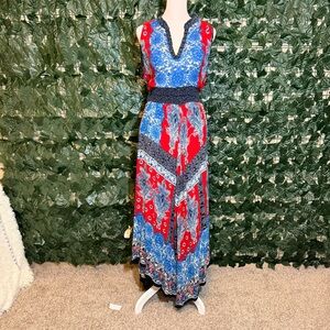 Bila Vibrant Blue and Red Maxi Dress
